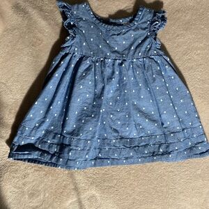 Babygirl Blue Sleeveless Dress with White heart pattern